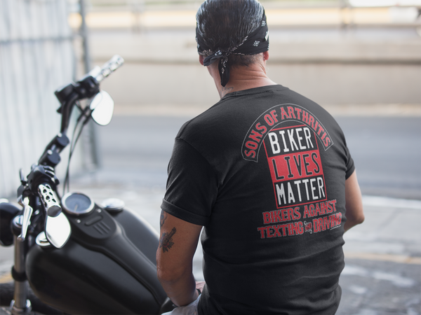 Sons of Arthritis Seasoned Biker Black Short Sleeve 100% Cotton Biker  T-shirt